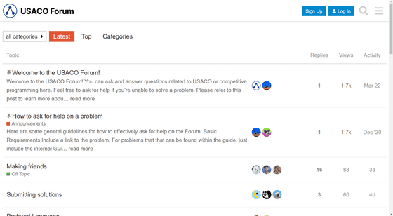 USACO Forum Screenshot
